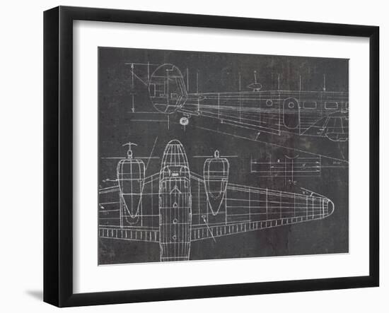 Plane Blueprint II v2-Marco Fabiano-Framed Art Print