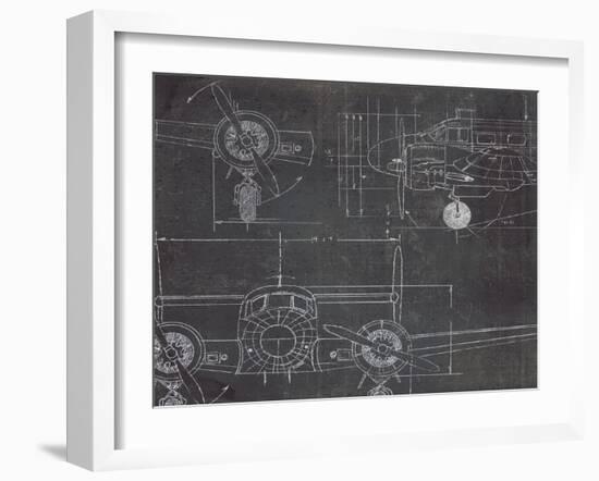 Plane Blueprint III v2-Marco Fabiano-Framed Art Print