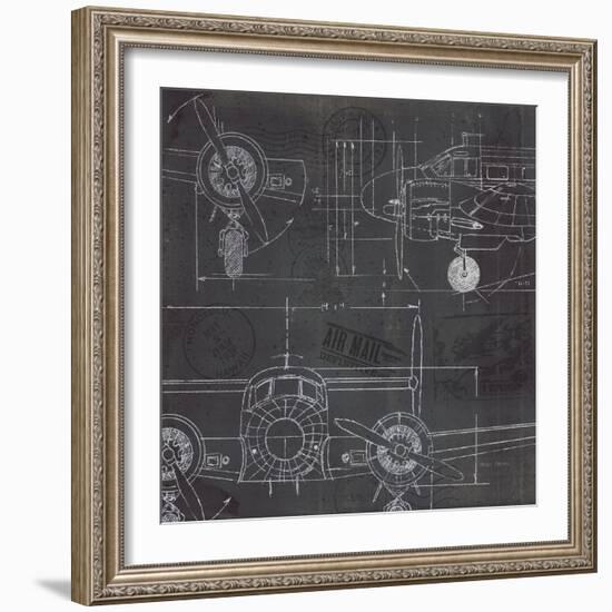 Plane Blueprint III-Marco Fabiano-Framed Art Print