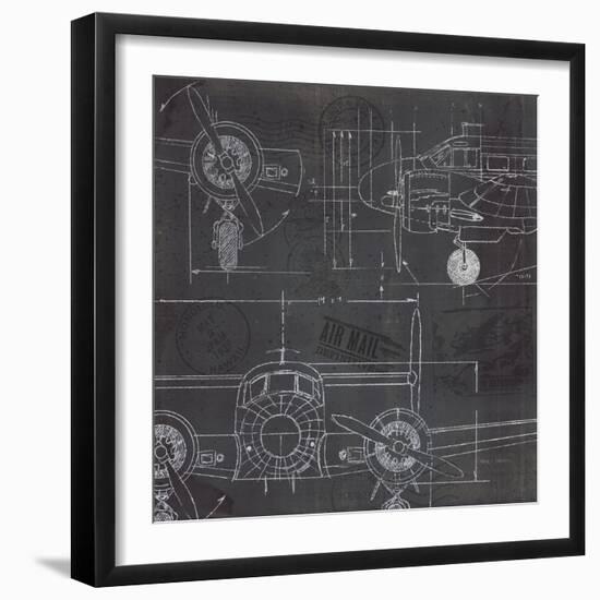 Plane Blueprint III-Marco Fabiano-Framed Art Print