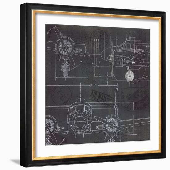 Plane Blueprint III-Marco Fabiano-Framed Art Print