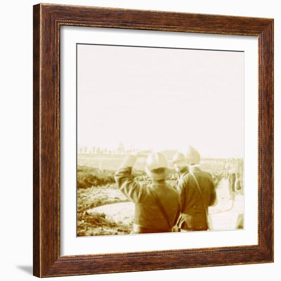 Plane over trenches, Ramskapelle, Belgium, c1914-c1918-Unknown-Framed Photographic Print