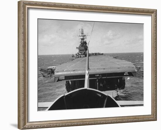 Plane Taking Off from Flight Deck of Aircraft Carrier "Enterprise"-Peter Stackpole-Framed Photographic Print