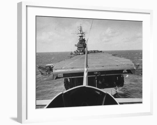 Plane Taking Off from Flight Deck of Aircraft Carrier "Enterprise"-Peter Stackpole-Framed Photographic Print