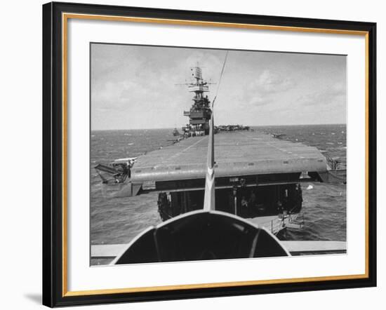 Plane Taking Off from Flight Deck of Aircraft Carrier "Enterprise"-Peter Stackpole-Framed Photographic Print