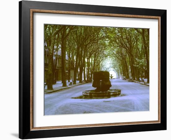 Plane Trees Shade Wide Boulevard of Cours Mirabeau in Aix En Provence-Gjon Mili-Framed Photographic Print