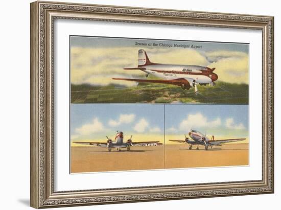 Planes at Chicago Municipal Airport, Chicago, Illinois-null-Framed Art Print