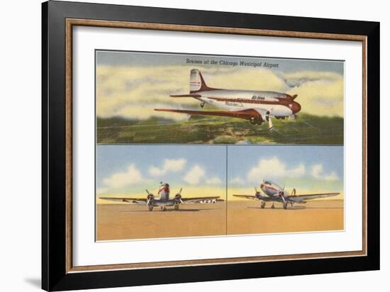 Planes at Chicago Municipal Airport, Chicago, Illinois-null-Framed Art Print