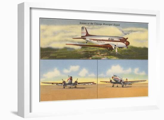 Planes at Chicago Municipal Airport, Chicago, Illinois-null-Framed Art Print