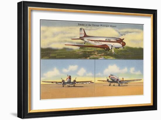 Planes at Chicago Municipal Airport, Chicago, Illinois-null-Framed Art Print