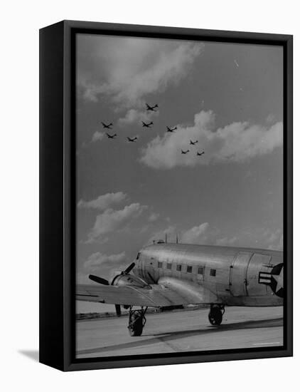 Planes Flying in Formation over B-29-Walter Sanders-Framed Premier Image Canvas