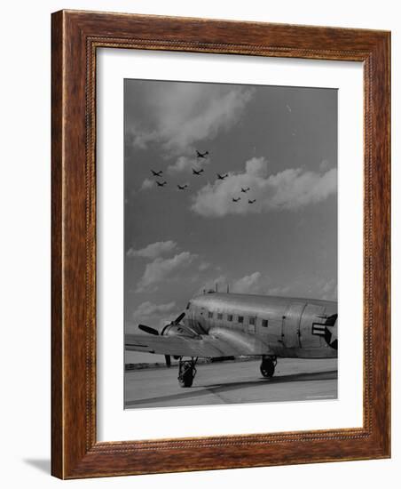 Planes Flying in Formation over B-29-Walter Sanders-Framed Photographic Print