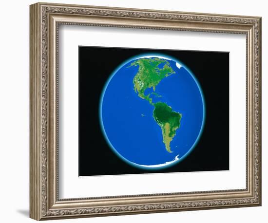 PLANET EARTH AMERICA NORTH AMERICA SOUTH AMERICA COMPUTER GRAPHIC-A. Huber-Framed Photographic Print