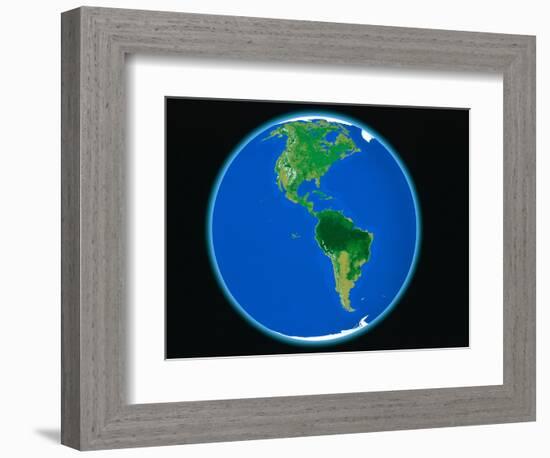 PLANET EARTH AMERICA NORTH AMERICA SOUTH AMERICA COMPUTER GRAPHIC-A. Huber-Framed Photographic Print