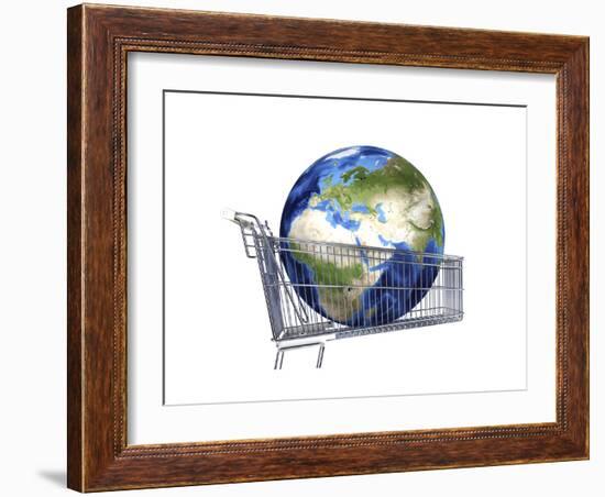 Planet Earth Inside Supermarket Trolley-null-Framed Premium Giclee Print