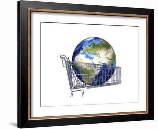 Planet Earth Inside Supermarket Trolley-null-Framed Premium Giclee Print