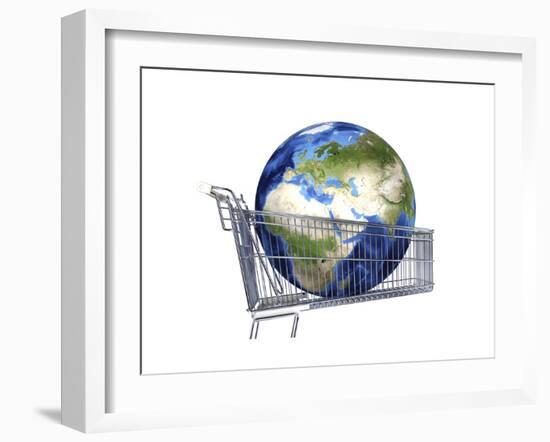 Planet Earth Inside Supermarket Trolley-null-Framed Premium Giclee Print