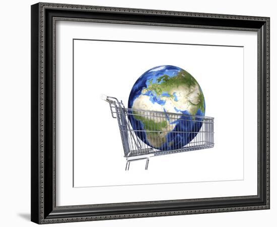 Planet Earth Inside Supermarket Trolley-null-Framed Premium Giclee Print