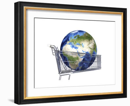 Planet Earth Inside Supermarket Trolley-null-Framed Premium Giclee Print