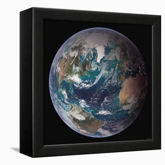 Planet Earth Western Hemisphere, NASA Satellite Composite-Stocktrek Images-Framed Premier Image Canvas