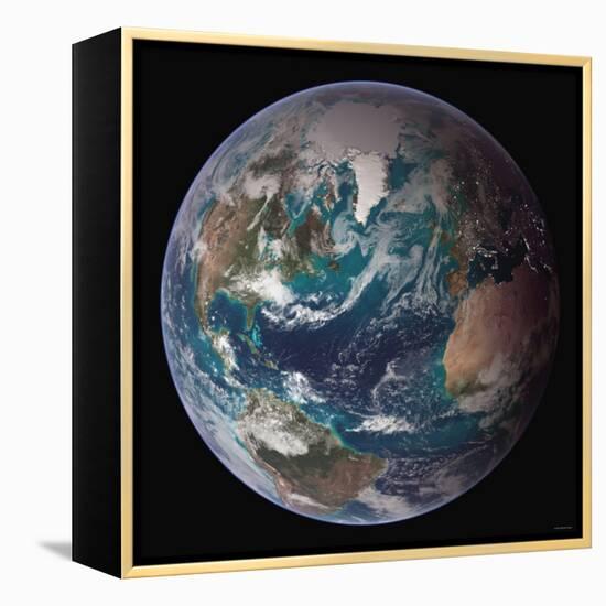 Planet Earth Western Hemisphere, NASA Satellite Composite-Stocktrek Images-Framed Premier Image Canvas