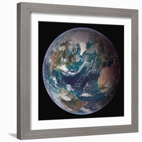 Planet Earth Western Hemisphere, NASA Satellite Composite-Stocktrek Images-Framed Photographic Print