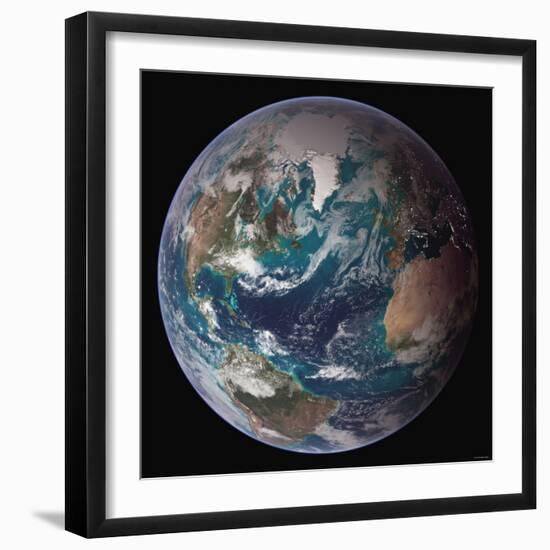 Planet Earth Western Hemisphere, NASA Satellite Composite-Stocktrek Images-Framed Photographic Print