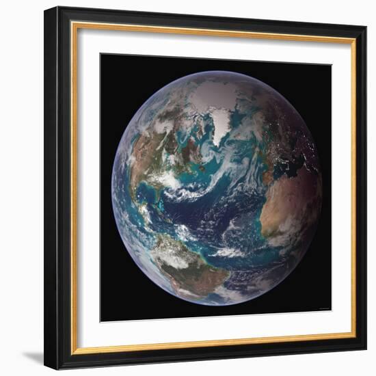 Planet Earth Western Hemisphere, NASA Satellite Composite-Stocktrek Images-Framed Photographic Print