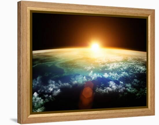 Planet Earth with a Spectacular Sunset.-Solarseven-Framed Premier Image Canvas