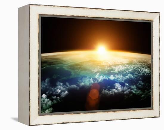 Planet Earth with a Spectacular Sunset.-Solarseven-Framed Premier Image Canvas