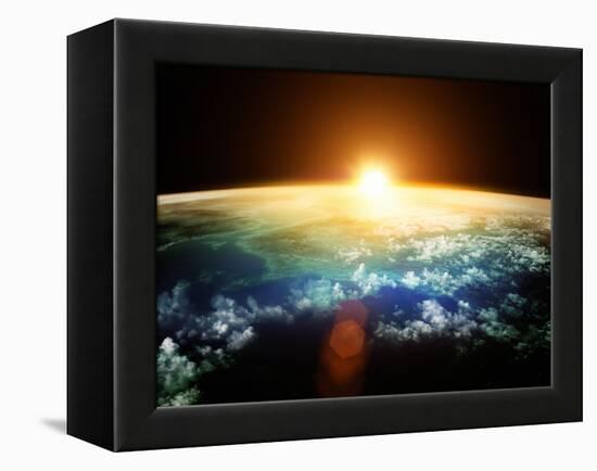 Planet Earth with a Spectacular Sunset.-Solarseven-Framed Premier Image Canvas