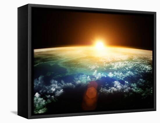 Planet Earth with a Spectacular Sunset.-Solarseven-Framed Premier Image Canvas