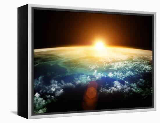 Planet Earth with a Spectacular Sunset.-Solarseven-Framed Premier Image Canvas