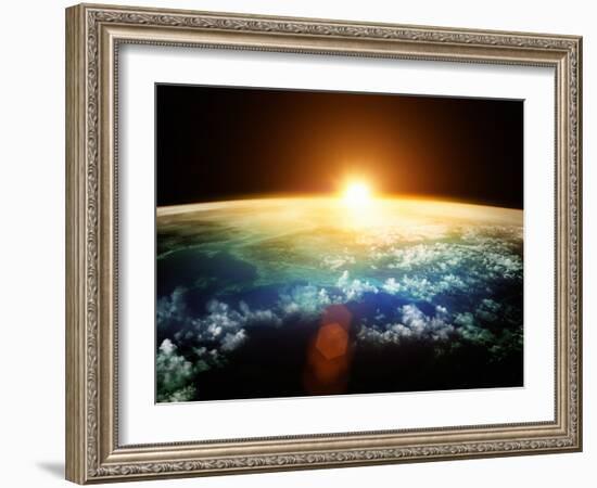 Planet Earth with a Spectacular Sunset.-Solarseven-Framed Photographic Print