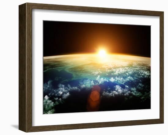 Planet Earth with a Spectacular Sunset.-Solarseven-Framed Photographic Print