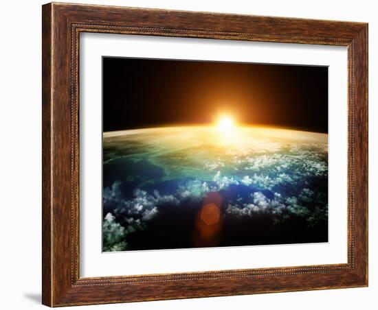 Planet Earth with a Spectacular Sunset.-Solarseven-Framed Photographic Print