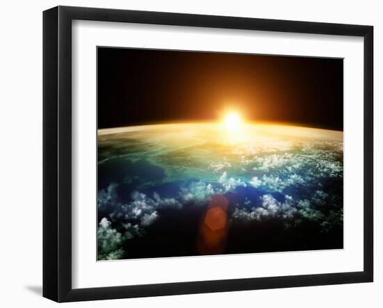 Planet Earth with a Spectacular Sunset.-Solarseven-Framed Photographic Print