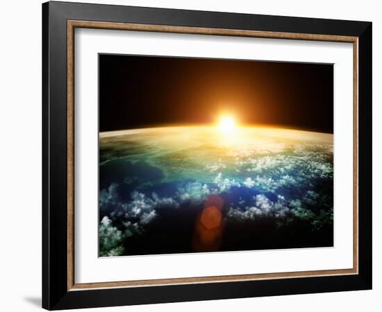 Planet Earth with a Spectacular Sunset.-Solarseven-Framed Photographic Print