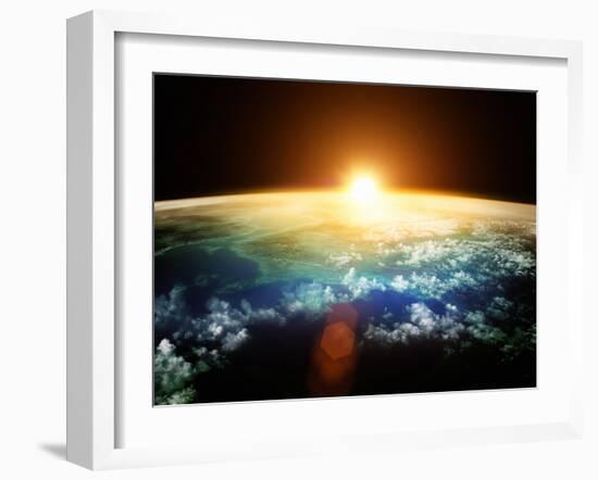 Planet Earth with a Spectacular Sunset.-Solarseven-Framed Photographic Print