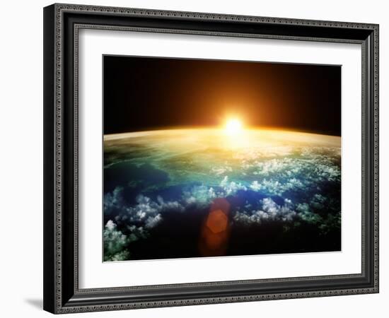 Planet Earth with a Spectacular Sunset.-Solarseven-Framed Photographic Print