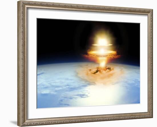 Planet Earth with Atomic Blast-null-Framed Photographic Print