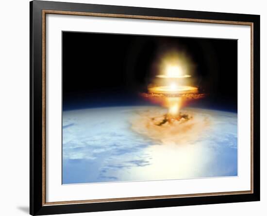 Planet Earth with Atomic Blast-null-Framed Photographic Print