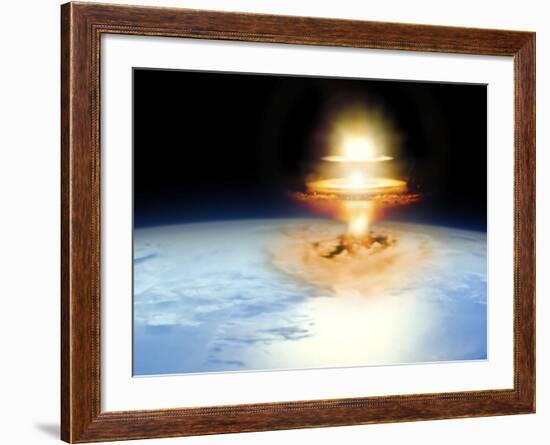 Planet Earth with Atomic Blast-null-Framed Photographic Print