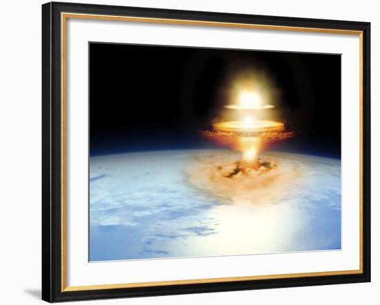 Planet Earth with Atomic Blast-null-Framed Photographic Print