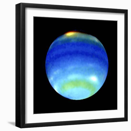 Planet Neptune, Showing Weather Patterns-null-Framed Premium Photographic Print
