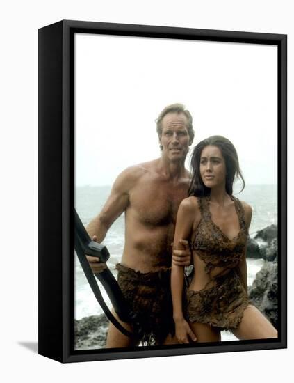 PLANET OF THE APES, 1968 directed by FRANKLYN J. SCHAFFNER Charlton Heston / Linda Harrison (photo)-null-Framed Stretched Canvas