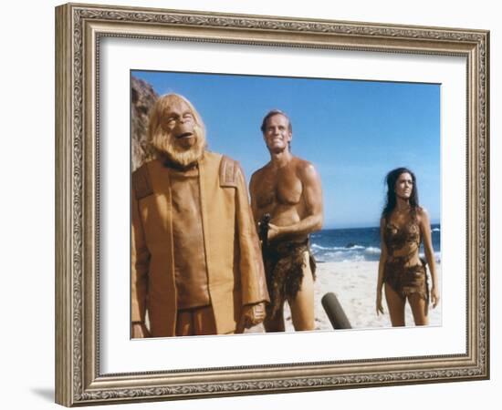 PLANET OF THE APES, 1968 directed by FRANKLYN J. SCHAFFNER Maurice Evans, Charlton Heston and Linda-null-Framed Photo