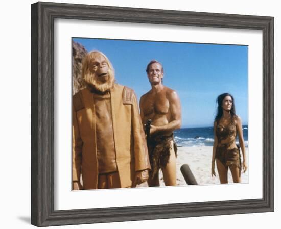 PLANET OF THE APES, 1968 directed by FRANKLYN J. SCHAFFNER Maurice Evans, Charlton Heston and Linda-null-Framed Photo