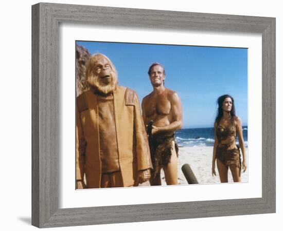 PLANET OF THE APES, 1968 directed by FRANKLYN J. SCHAFFNER Maurice Evans, Charlton Heston and Linda-null-Framed Photo