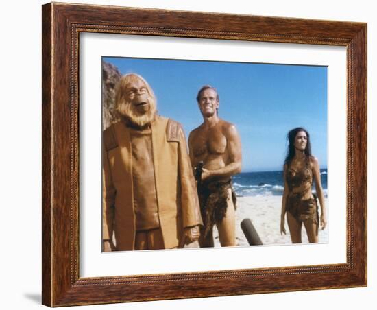 PLANET OF THE APES, 1968 directed by FRANKLYN J. SCHAFFNER Maurice Evans, Charlton Heston and Linda-null-Framed Photo